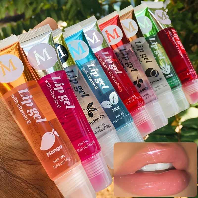Moisturizing Lip Gloss Set - 6Pcs/Set Translucent Plumping Lip Oils with Rosehip, Argan, Peppermint, and Coconut Flavors