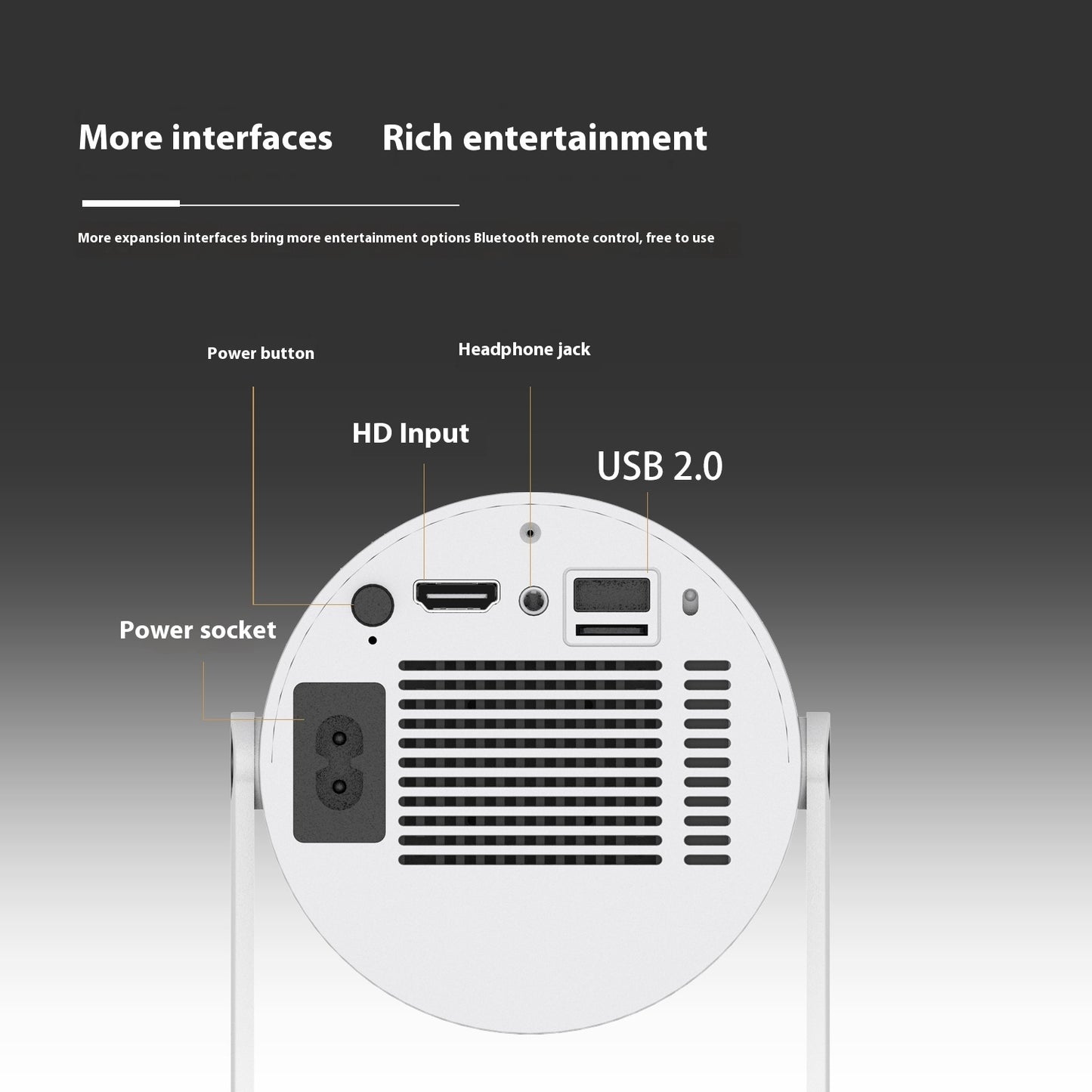 Portable Home Projector with 180 Degrees Projection Angle and Automatic Focus for Home Use
