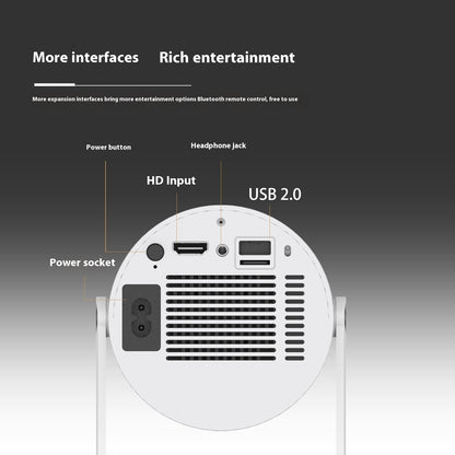 Portable Home Projector with 180 Degrees Projection Angle and Automatic Focus for Home Use