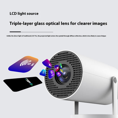 Portable Home Projector with 180 Degrees Projection Angle and Automatic Focus for Home Use