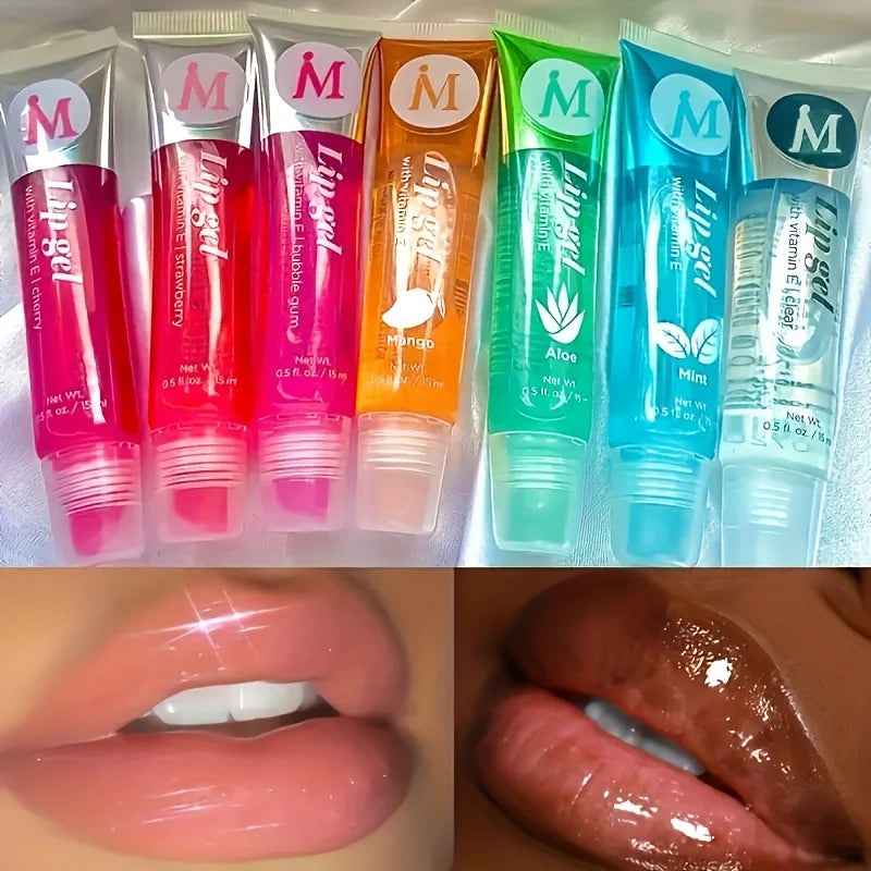 Moisturizing Lip Gloss Set - 6Pcs/Set Translucent Plumping Lip Oils with Rosehip, Argan, Peppermint, and Coconut Flavors