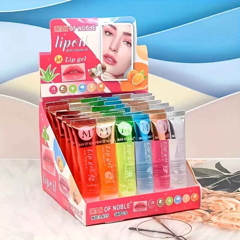 Moisturizing Lip Gloss Set - 6Pcs/Set Translucent Plumping Lip Oils with Rosehip, Argan, Peppermint, and Coconut Flavors