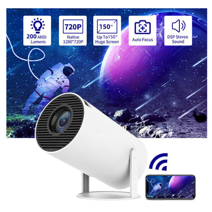 Portable Home Projector with 180 Degrees Projection Angle and Automatic Focus for Home Use